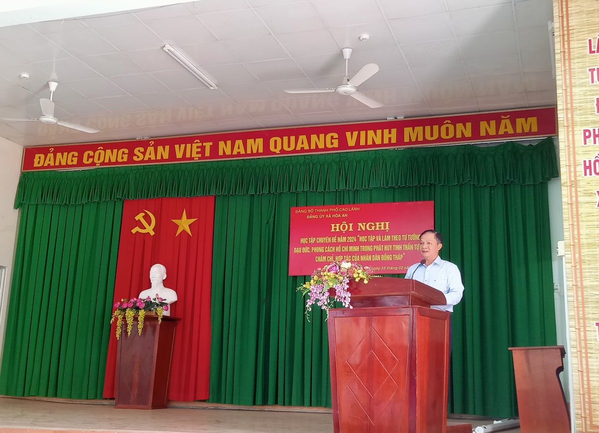 Hội nghị học tập Chuyên đề năm 2024 “Học tập và làm theo tư tưởng, đạo đức, phong cách Hồ Chí Minh trong phát huy tinh thần tự lực, chăm chỉ, hợp tác của Nhân dân Đồng Tháp”